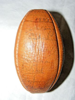 Vintage 1966 Welsh Rugby Union Autogrpahed Sml Leather Match Ball Pask,  Bebb