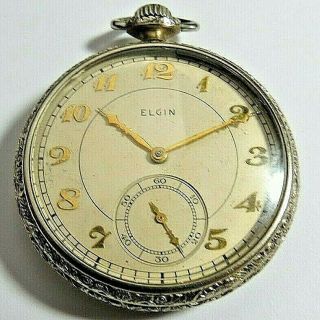 Antique 1939 Elgin Size 12 Pocket Watch 15 Jewels Run