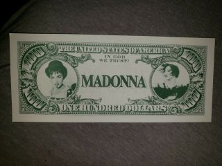 Vintage RARE Madonna Money $100 Bill Blonde Ambition Tour 1990 Stage Prop HTF 2
