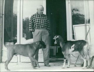 Pablo Picasso With Pet - Vintage Photo
