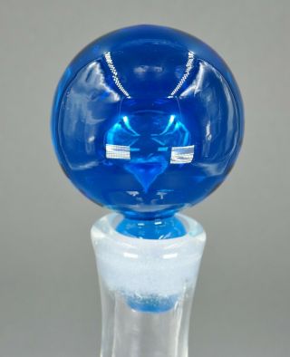 Fine Vtg Blenko Joel Philip Myers Blue Art Glass Wine Decanter Bottle Eames Era 2