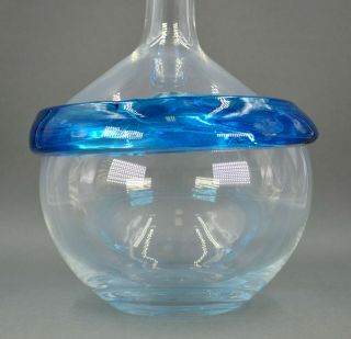 Fine Vtg Blenko Joel Philip Myers Blue Art Glass Wine Decanter Bottle Eames Era 4