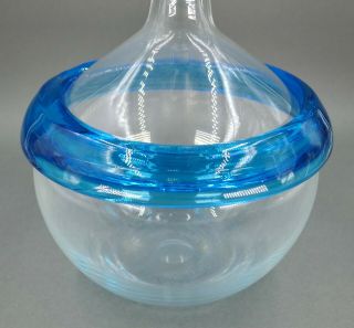 Fine Vtg Blenko Joel Philip Myers Blue Art Glass Wine Decanter Bottle Eames Era 6