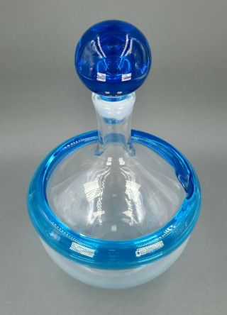 Fine Vtg Blenko Joel Philip Myers Blue Art Glass Wine Decanter Bottle Eames Era 8