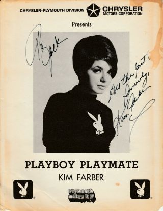 Rare Kim Farber Signed Promo Playboy Playmate Autographed 02/67