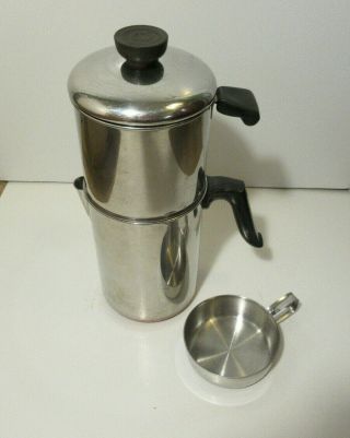 Vintage Revere Ware " Drip O Lator Percolater " Coffee Pot Copper Bottom 8 Cup