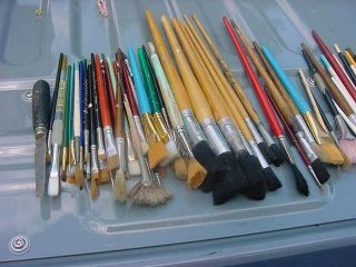 135,  Old Vintage Artist Paint Brushes Assorted Sizes Makes - Delta - Bellaire - Eagle
