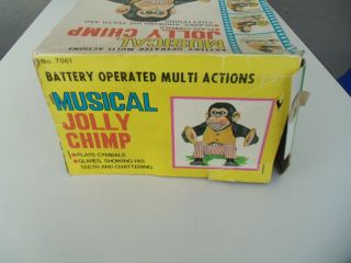 Musical Jolly Chimp & box (VTG) Daishin Japan Battery Operated Toy Story monkey 7