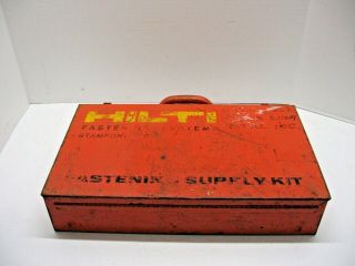 Vintage Hilti Fastening Supply Kit Metal Tool Box Fasteners Safety Boosters Nail 2