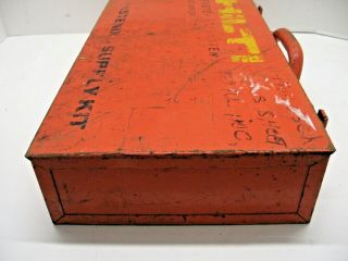 Vintage Hilti Fastening Supply Kit Metal Tool Box Fasteners Safety Boosters Nail 4