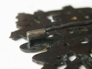 Vtg Japanese Shakudo Bronze Mixed Metal Longevity Symbol Good Fortune Brooch Pin 8