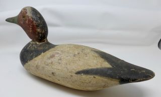 Antique Vintage Duck Decoy Solid Wood Body With A Strip Of Lead On The Bottom