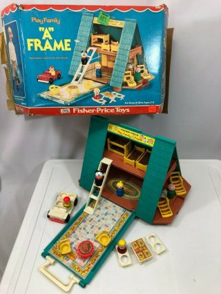 Vintage Fisher - Price Play Family “a” Frame House 100 Complete