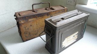 2 X Vintage Ww2 Military Metal Ammunition Boxes - One Stamped Kast 41 F