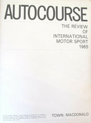 Autocourse 1965 Covers 1964 Racing Season Extremely Rare