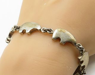 Mexico 925 Sterling Silver - Vintage Abstract Designed Chain Bracelet - B3463