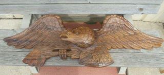Vtg Hand Carved Wood Federal Eagle W/stars & Stripes Wall Hanging - 45 " Long