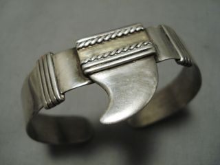 Striking Vintage Navajo 18k Gold Sterling Silver Shark Bracelet Old