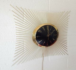 Vintage G.  E.  Mid Century Sunburst Wall Clock Atomic