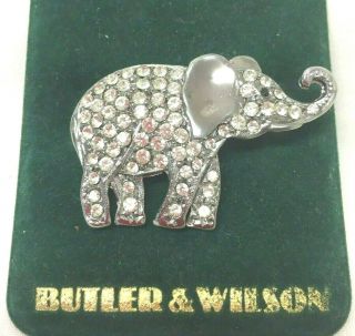 Vintage Jewellery Adorable Bulter & Wilson Baby Rhinestone Elephant Brooch Pin