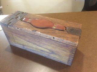 Vintage Ww1 Ammunition Box Wood With Leather Handle