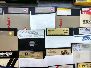 Vintage Apple IIc Computer Software and games.  Pacman digdug 5