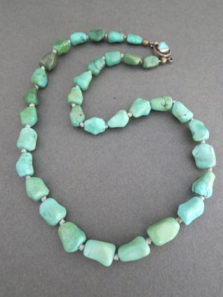 Vintage Chinese Turquoise Necklace Silver Filigree Clasp 2