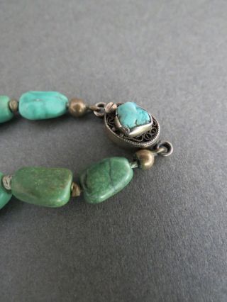 Vintage Chinese Turquoise Necklace Silver Filigree Clasp 4