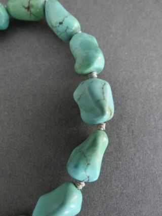 Vintage Chinese Turquoise Necklace Silver Filigree Clasp 5