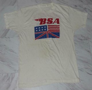 70 ' s Vintage BSA Motorcycle Dealer T Shirt 50/50 Harley - Triumph Rare Size Lg 2
