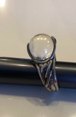 Vintage Shube Dakota West Sterling 925 Silver Magic Crystal Ball Ring 5 1/2