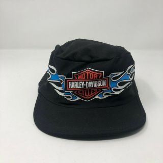 Rare Vintage Harley Davidson 1991 Motorcycles Usa Big Logo Flames Strapback Hat