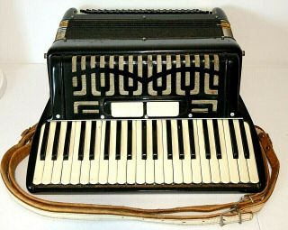 Vintage Italian Accordion,  Black,  15.  25 " Keyboard,  C423,  Made In Italy