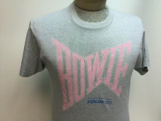 Vintage David Bowie 1983 Serious Moonlight Tour Concert T - Shirt Xl Pink/grey