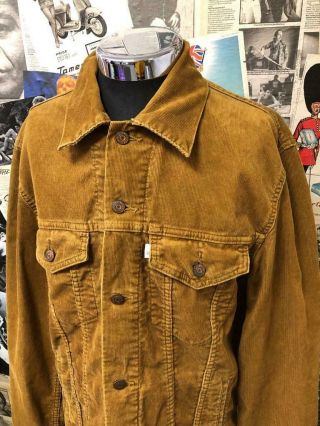 Vintage Levis Strauss & Co Cord Jacket Camel Brown White Tab Mod Xl