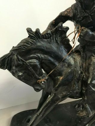 Vintage Authentic Frederic Remington Bronze Cowboy Statue 20x15 Inches 2