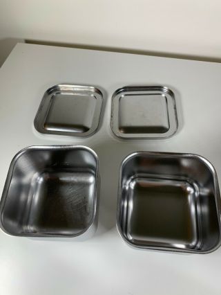 Vintage Revere Ware 4 pc Stainless Steel Refrigerator Metal Storage Containers 6