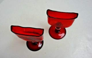 Pair Vintage Murano Italian Art Glass Vases Candle Holders Venetian Venice 3