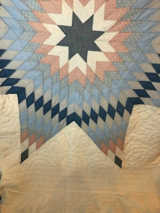 Vintage Blue And Pink Lonestar Queen Size Quilt