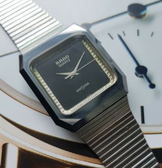 Rado Diastar Quartz Stainless Steel Black Dial Womens Swiss Watch