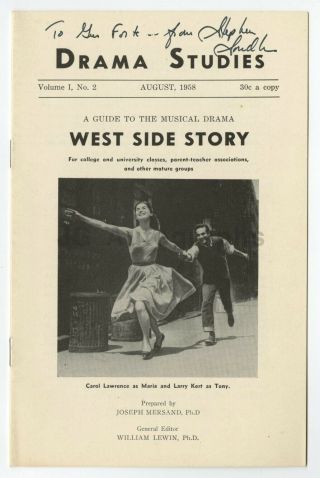 Stephen Sondheim - " West Side Story " - Autographed Vintage Playbill,  1958