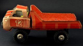 Vintage Russian Metal Tin Toy Truck Tip Lorry Ural Ussr Key Mechanism