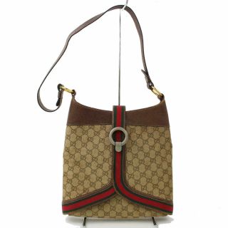 Authentic Vintage Gucci Shoulder Bag Browns Canvas 600183