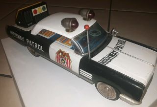 Vintage Japan Tin Litho 1965 Buick Riviera Police Highway Patrol Car Large Bo