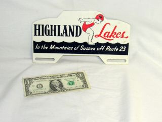 Highland Lakes - N J - Rare - - Vintage - - License Plate Topper - - - - Rare