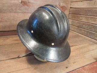 Vintage Rare Black Full Brim Safari Fiberglass Bullard Hard Hat Ironworker
