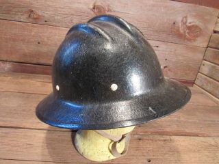 VINTAGE RARE BLACK FULL BRIM SAFARI fiberglass BULLARD Hard Hat IRONWORKER 4