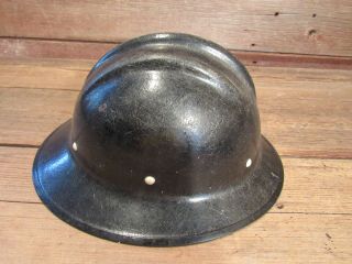 VINTAGE RARE BLACK FULL BRIM SAFARI fiberglass BULLARD Hard Hat IRONWORKER 5