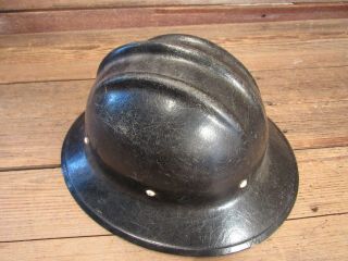 VINTAGE RARE BLACK FULL BRIM SAFARI fiberglass BULLARD Hard Hat IRONWORKER 6