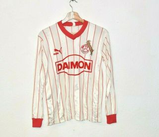 Vintage White 1985 Fc Koln Daimon Puma Football Shirt Long Sleeve 10 Trikot